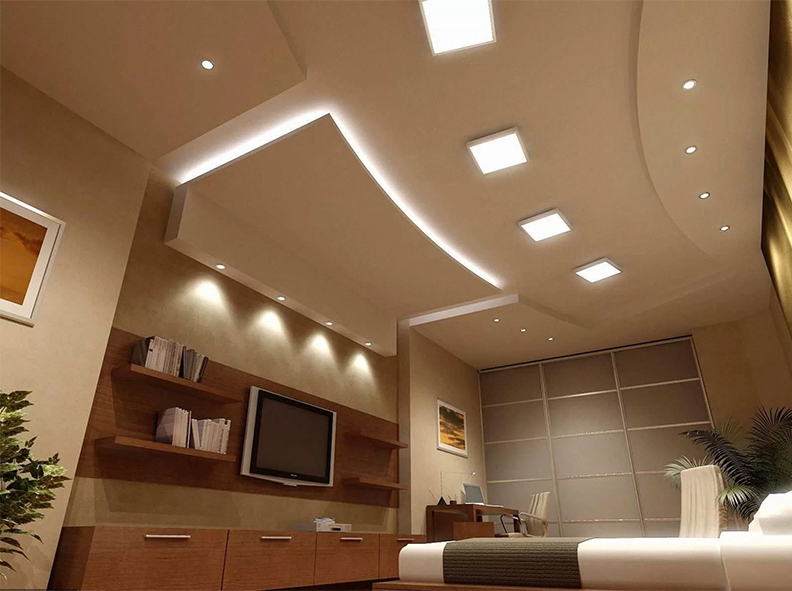 Đèn LED ốp trần vuông giúp không gian trở nên sang trọng